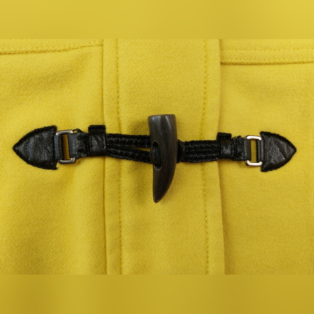 United Colors Of Benetton Duffle Coat Womens Size 6 Yellow Jacket Full Zip Wool - Picture 8 of 11
